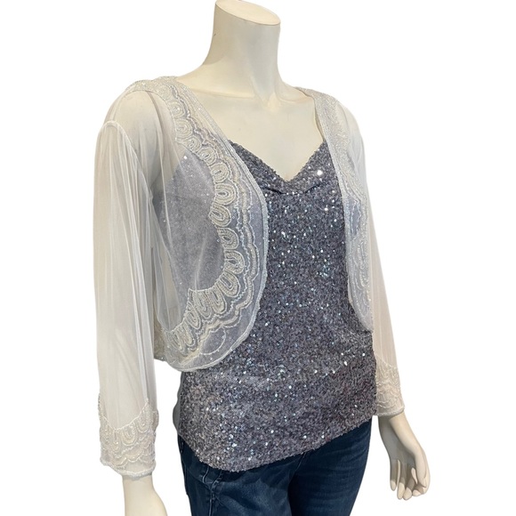 Vintage Beaded and Sequined Bolero Jacket - Picture 9 of 10